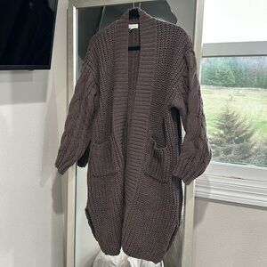 Brown Chunky Knit Duster